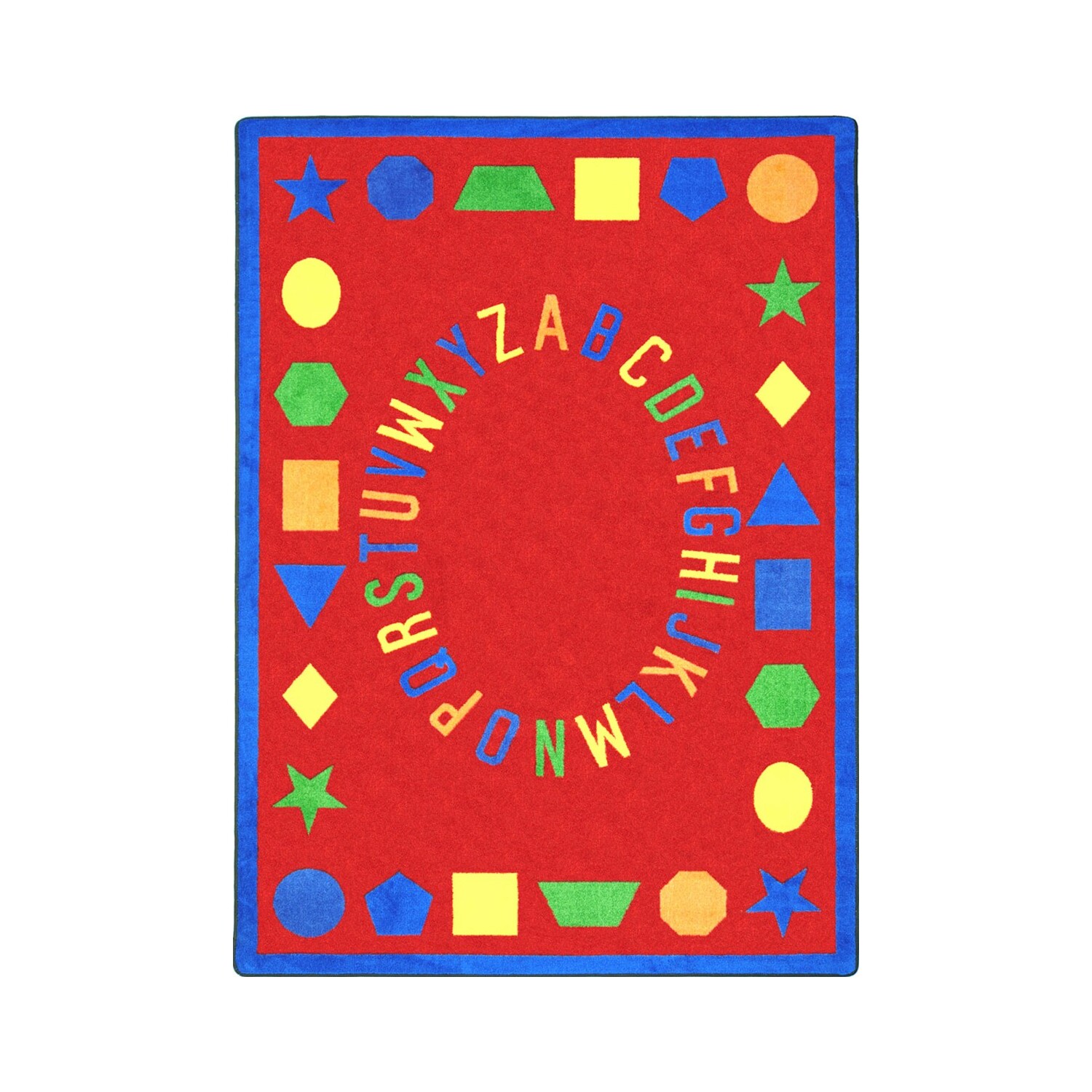 Joy Carpets 1443C-02 First Lessons Red 5 ft.4 in. x 7 ft.8 in. WearOn Nylon Machine Tufted- Cut Pile Educational Rug